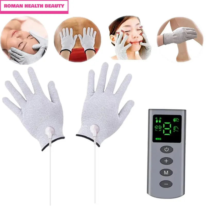 TENS/EMS Massage Gloves – 4-Mode Palm Muscle Stimulator for Hand Pain Relief