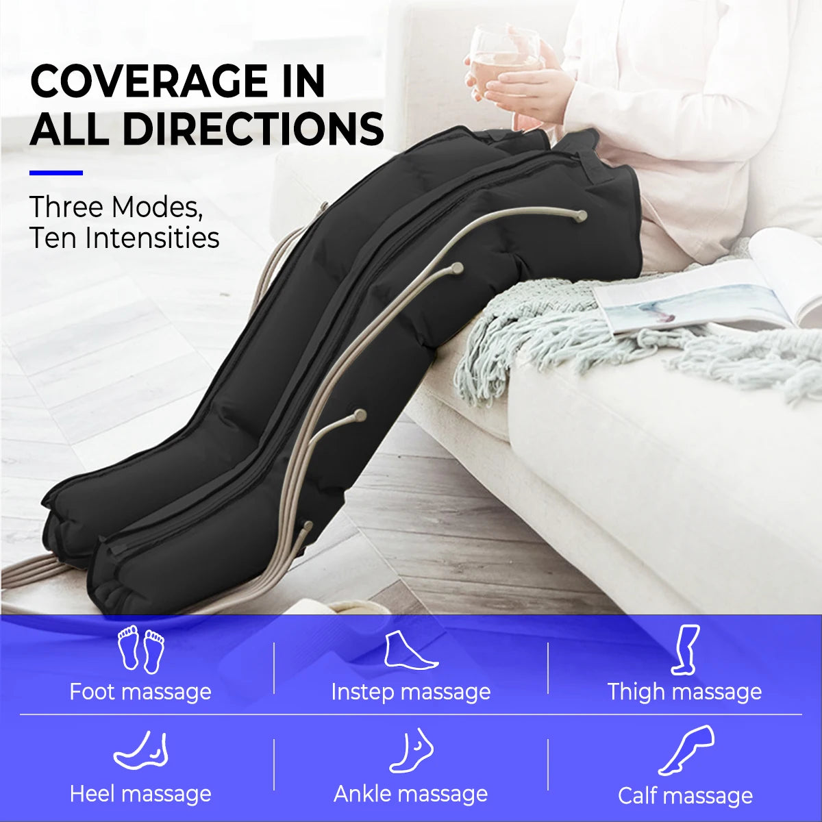High-Quality Air Compression Leg Massager – 4-Cavity Physiotherapy Wrap for Blood Circulation