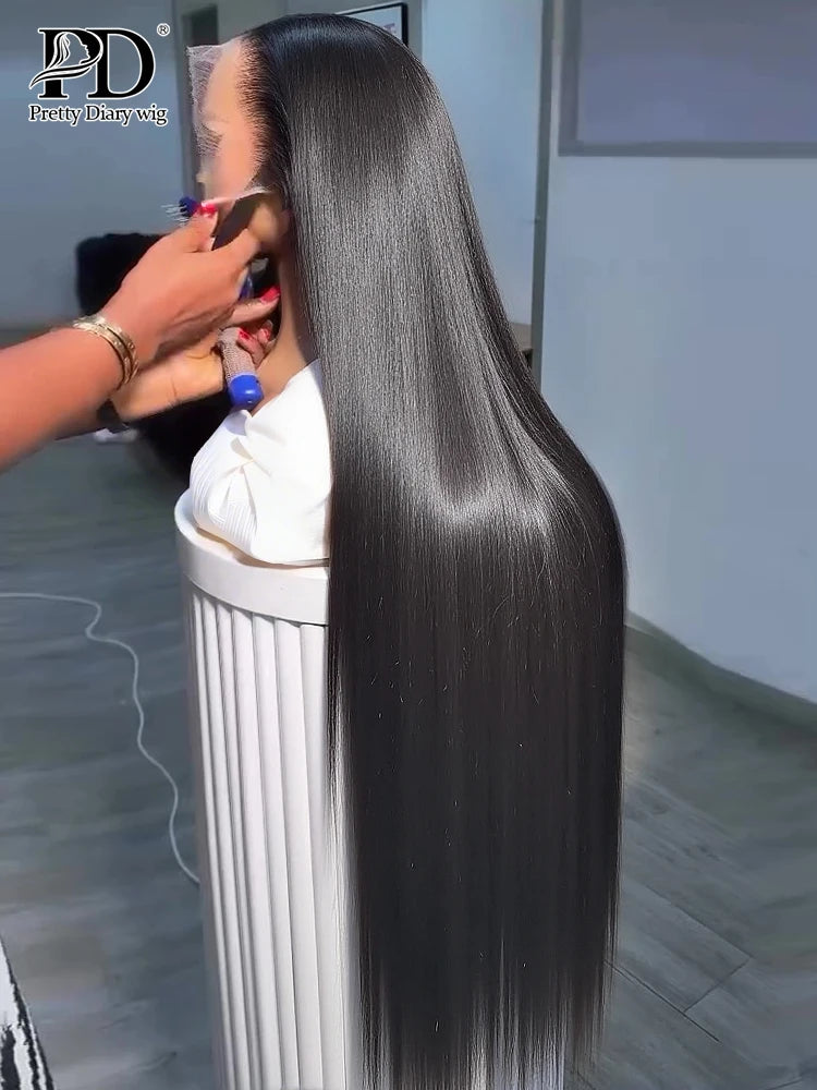 Density 13x6 Bone Straight HD Lace Front Wig – 30–40 Inch Brazilian Human Hair