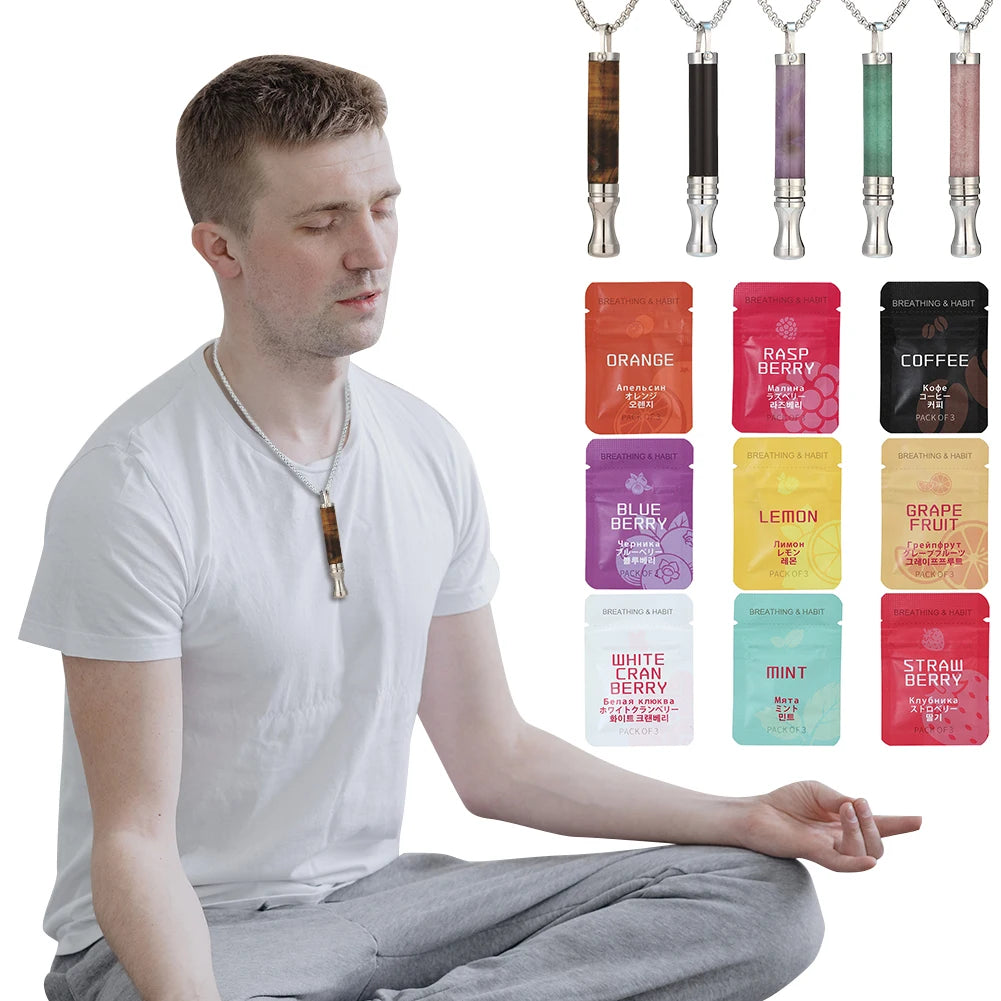 Mindfulness & Aromatherapy Necklace – Breathing Pendant for Relaxation