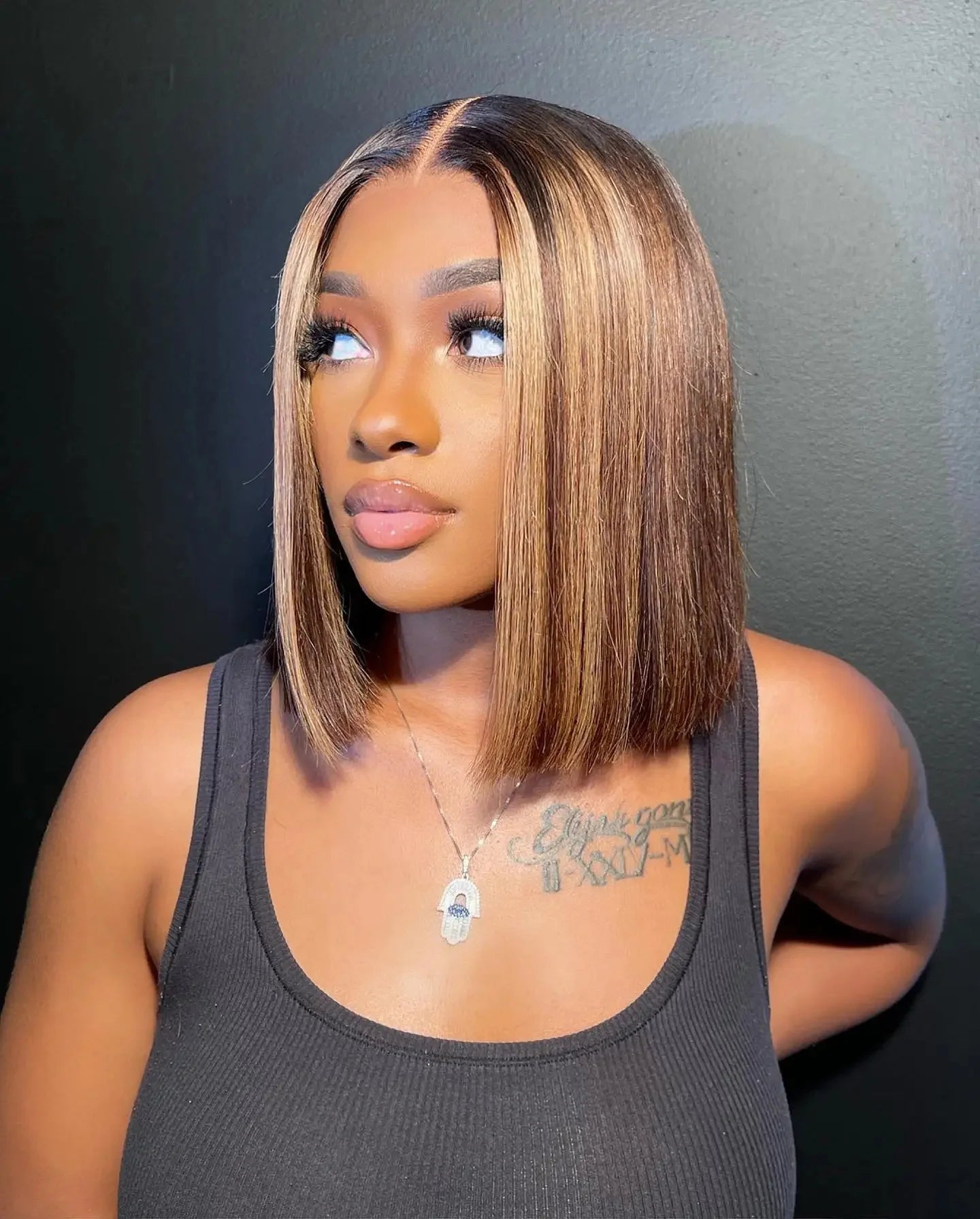 Bob Wig 13x4 Straight Remy Human Hair – Ombre 4/27 Highlight Transparent Lace Front