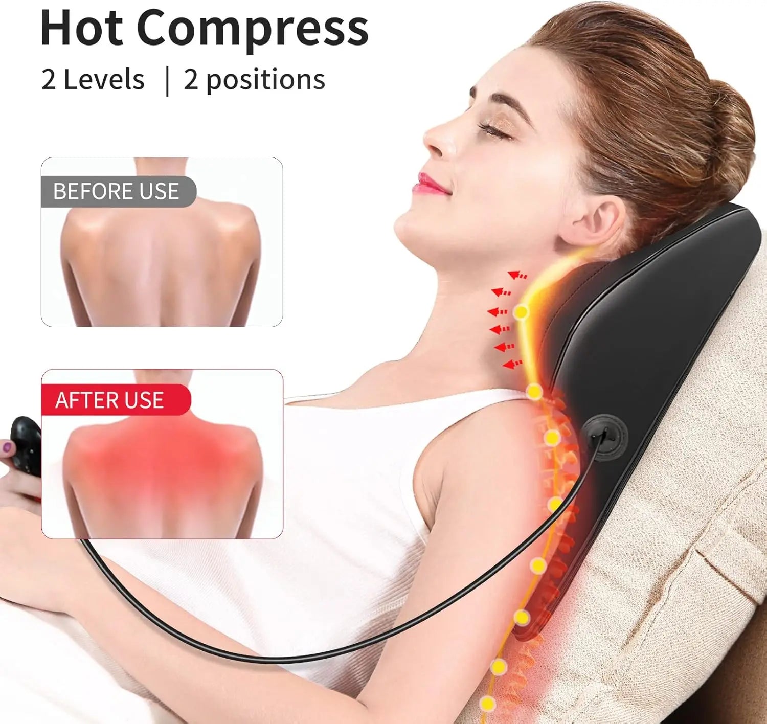 Massager 3D Kneading Back Massager with Heat – Neck, Shoulder & Leg Pain Relief Pillow