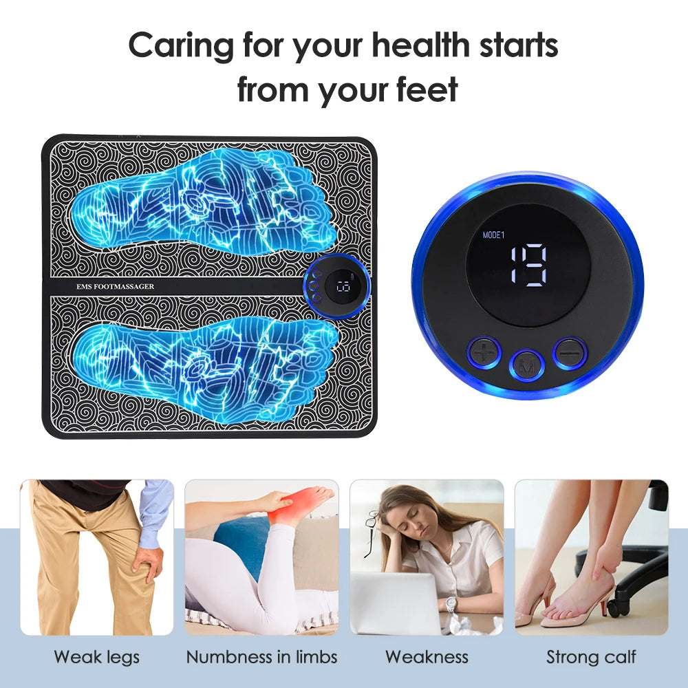 Rechargeable Electric Foot Massager Pad – EMS Electrostimulator for Muscle Relaxation