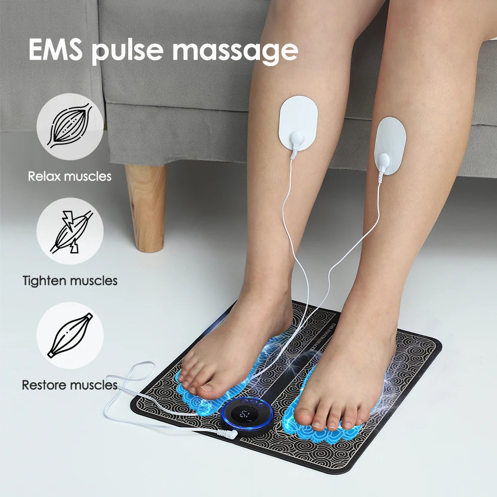 Rechargeable Electric Foot Massager Pad – EMS Electrostimulator for Muscle Relaxation