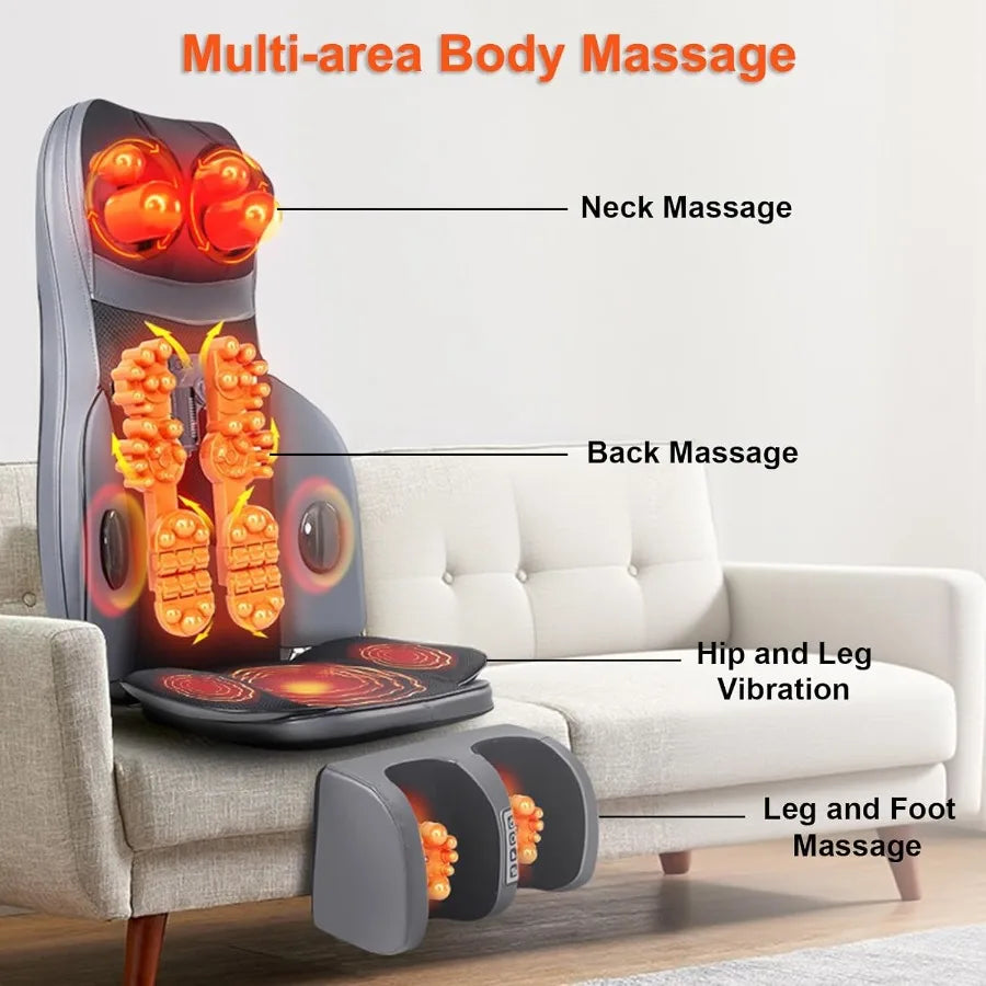 Electric Shiatsu Back Massager with Heat – 3D Kneading for Neck, Shoulder & Lower Back Relief
