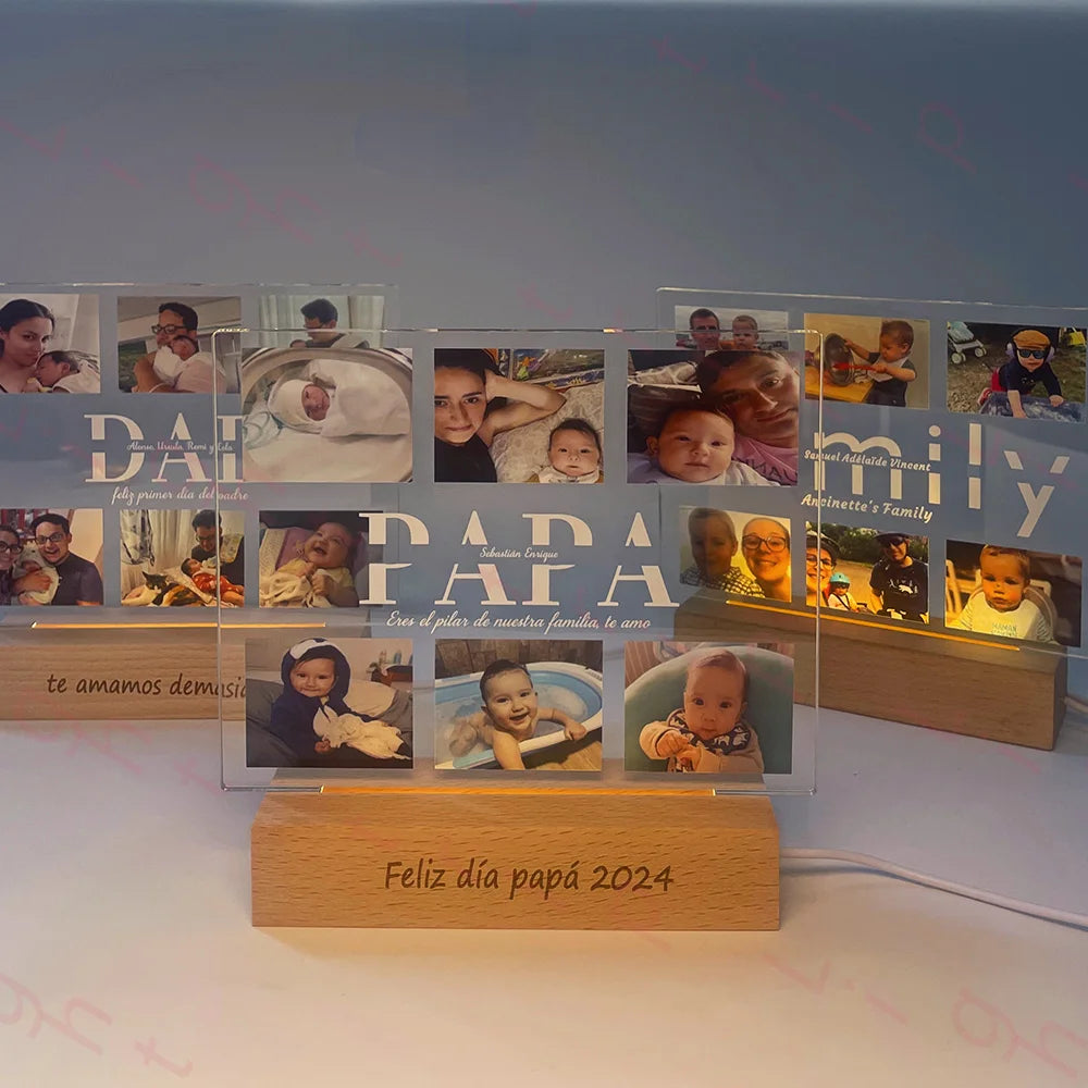 Personalized MOM/DAD 3D Night Light – Custom Photo & Engraved Text Gift