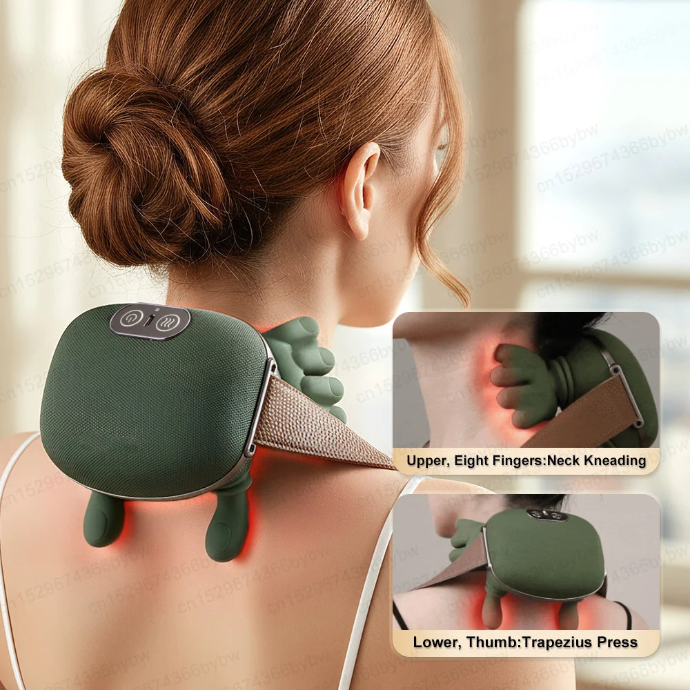 Bionic 4D Heated Neck & Back Massager – Deep Tissue Shiatsu for Trapezius Relief